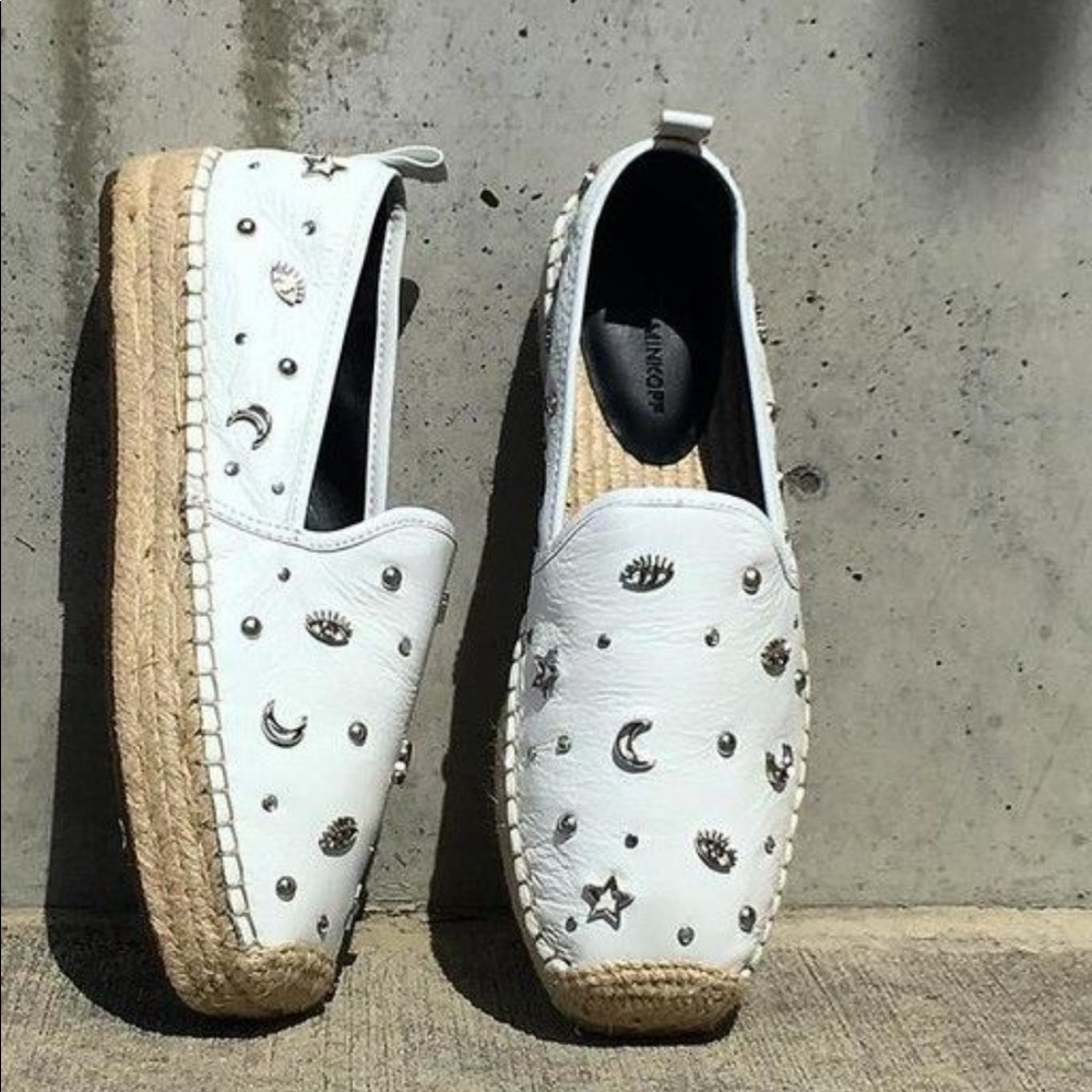 REBECCA MINKOFF Beatriz White Stud Espadrilles
